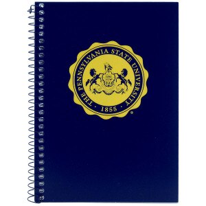 navy spiral bound notebook with The Pennsylvania State University gold seal